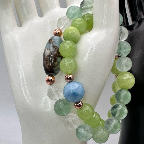MANTIS WANNABE NATURAL STONES BRACELET size 7” - Picture 3 of 12